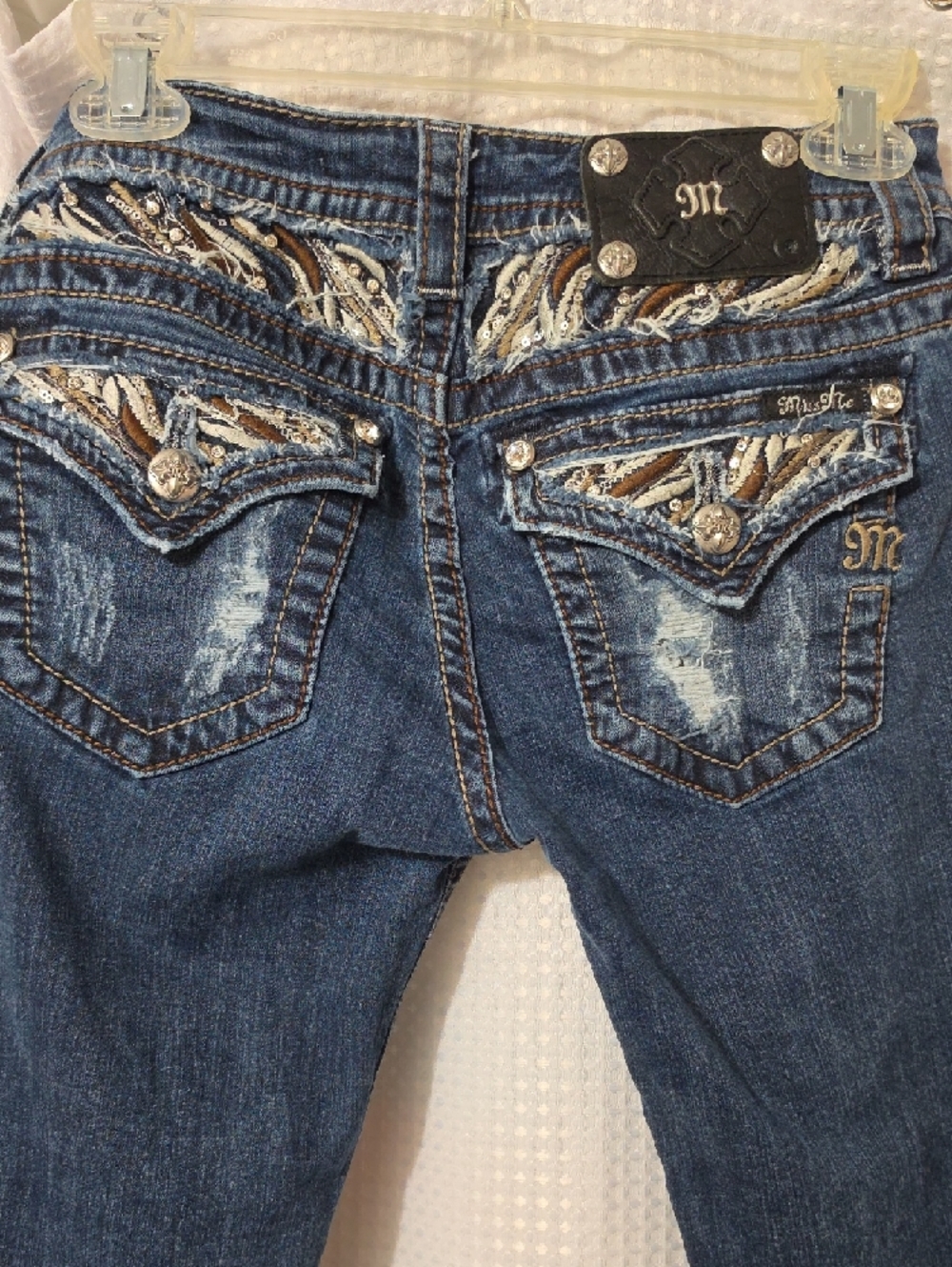 Miss Me Dark Blue Signature Skinny Jeans with Embellished Pockets